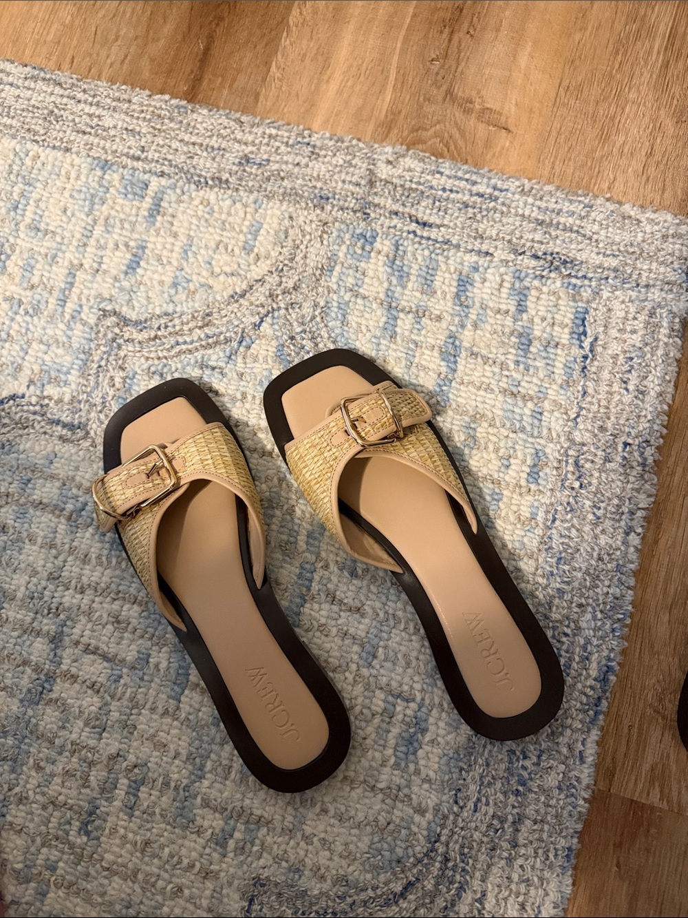 J. Crew Yellow Woven Buckle Slide Mules
